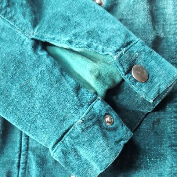 Free People Emerald Green Velvet Trucker Jacket with Silver Buttons Size Xs - Picture 2 of 16